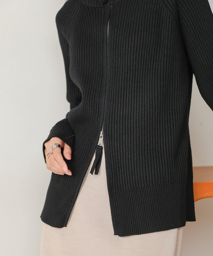 ［KNIT20％OFF］w zip rib knit cardigan