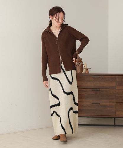 ［KNIT20％OFF］w zip rib knit cardigan