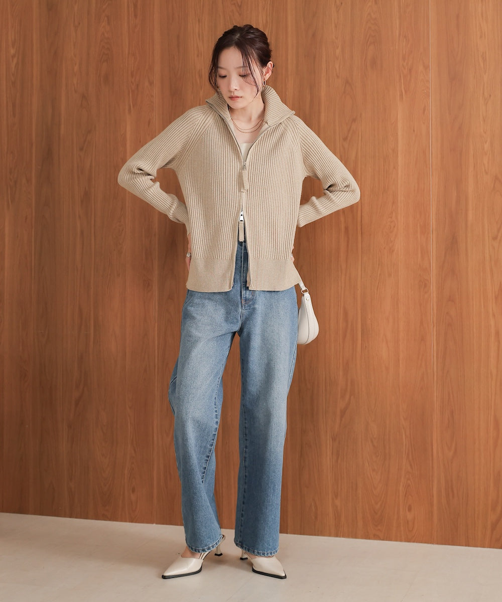 ［KNIT20％OFF］w zip rib knit cardigan