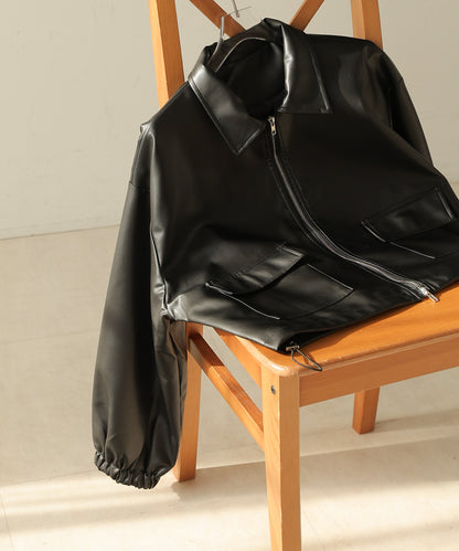 stand collar synthetic leather jackets