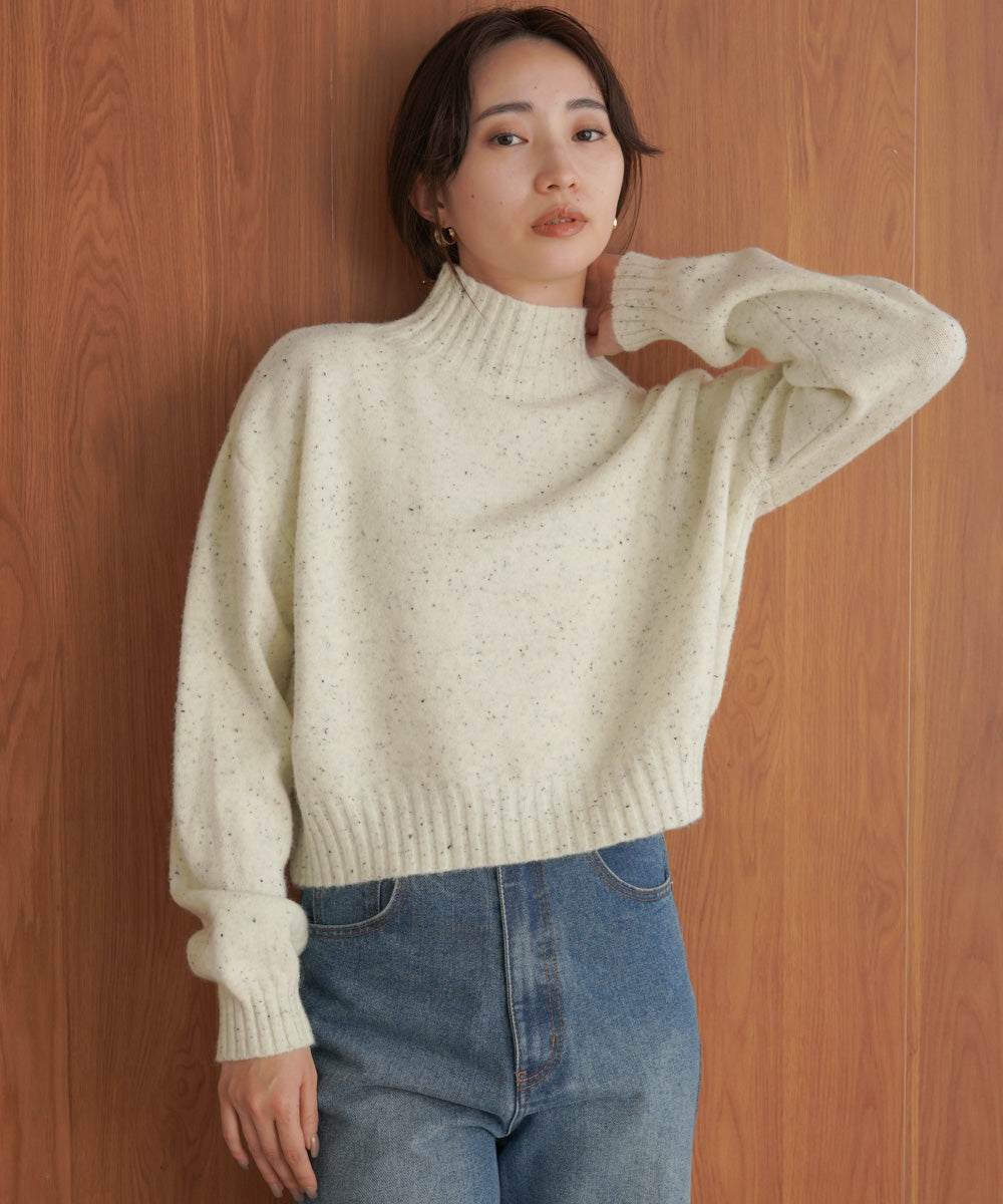 ［KNIT20％OFF］nep yarn high neck knit pullover