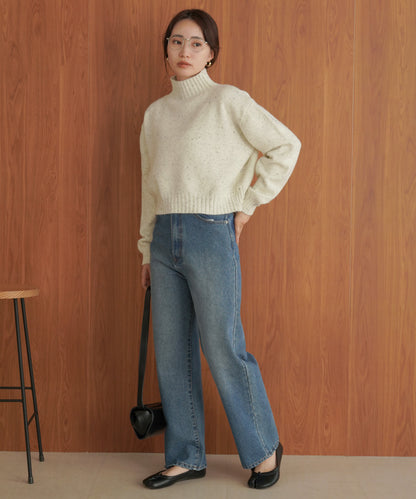 ［KNIT20％OFF］nep yarn high neck knit pullover