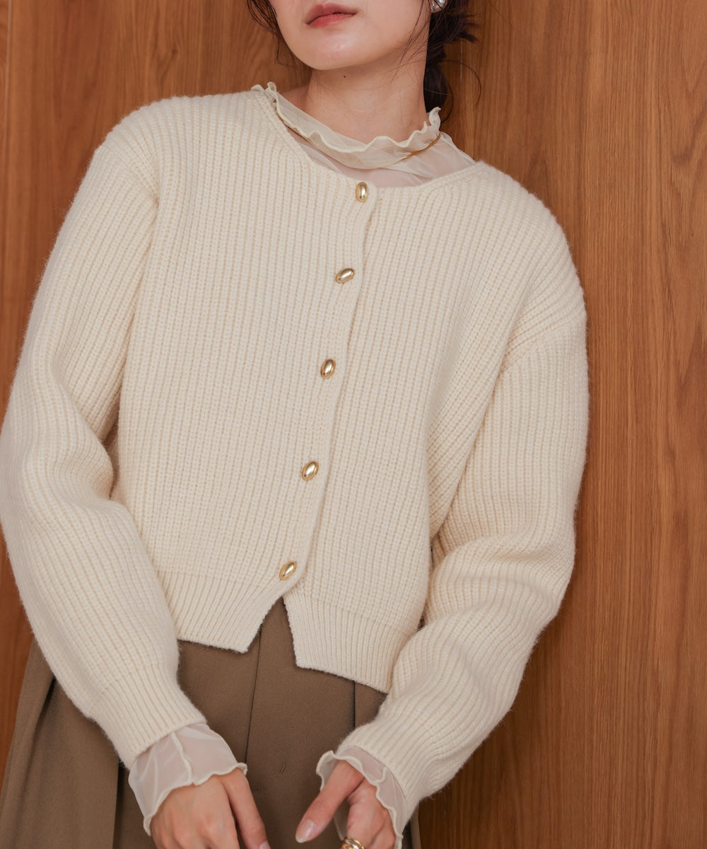 nuanced gold button cardigan