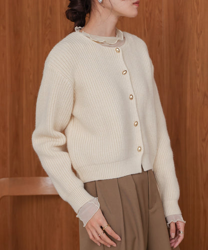 nuanced gold button cardigan