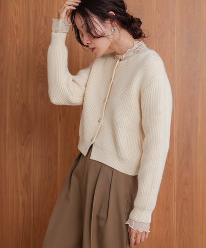 nuanced gold button cardigan