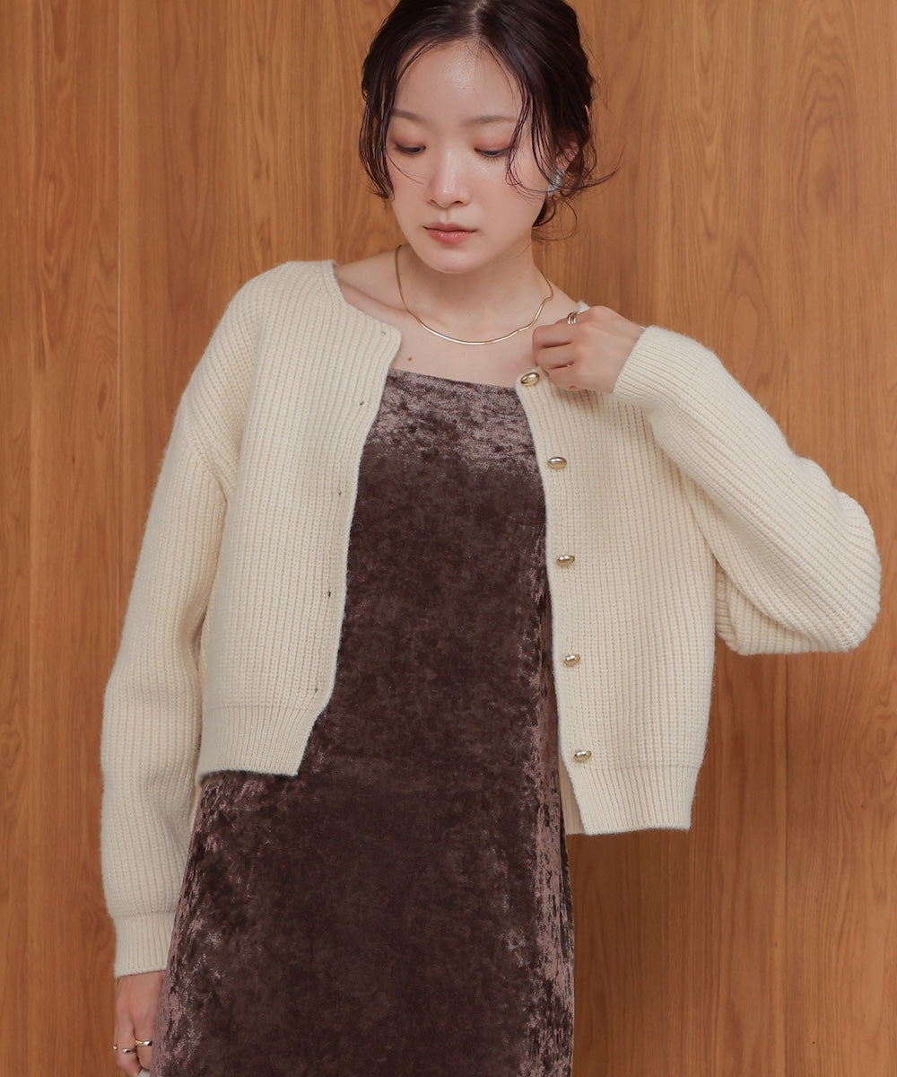 nuanced gold button cardigan