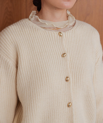 nuanced gold button cardigan