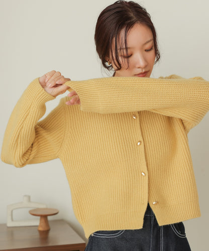 nuanced gold button cardigan