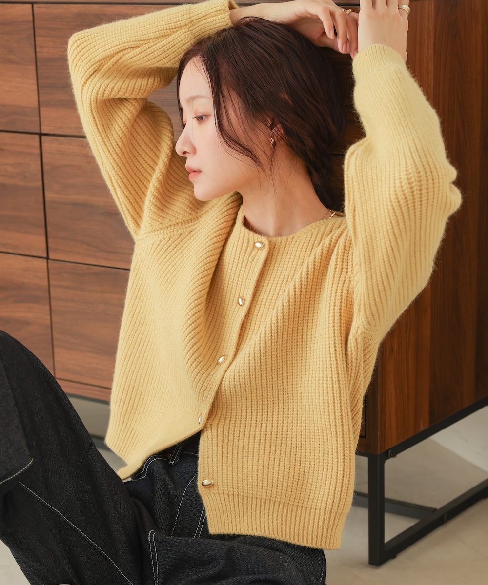 nuanced gold button cardigan