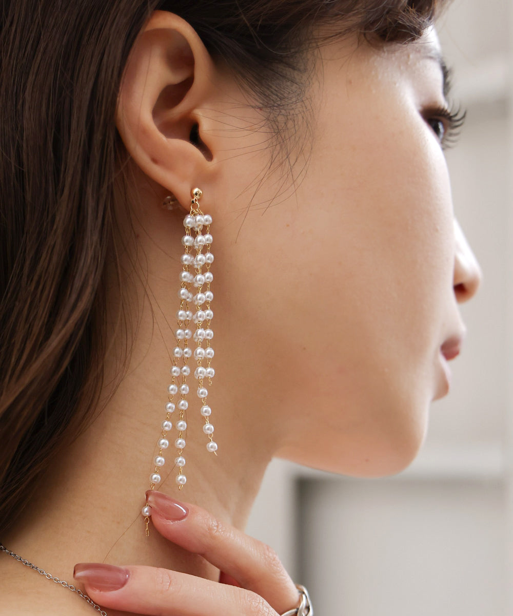 pearl long earrings