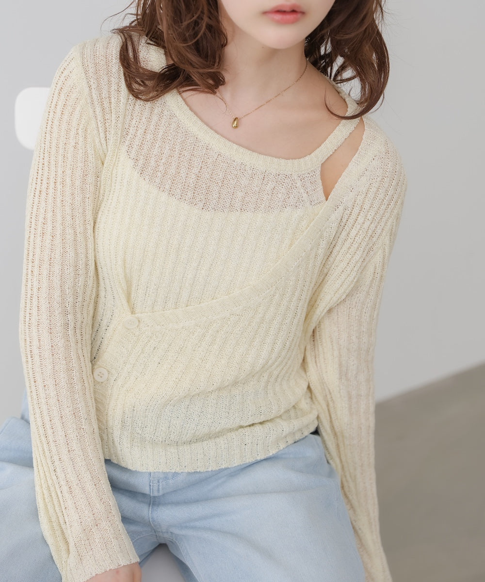 レイヤードデザインニットトップス