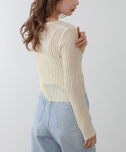 レイヤードデザインニットトップス