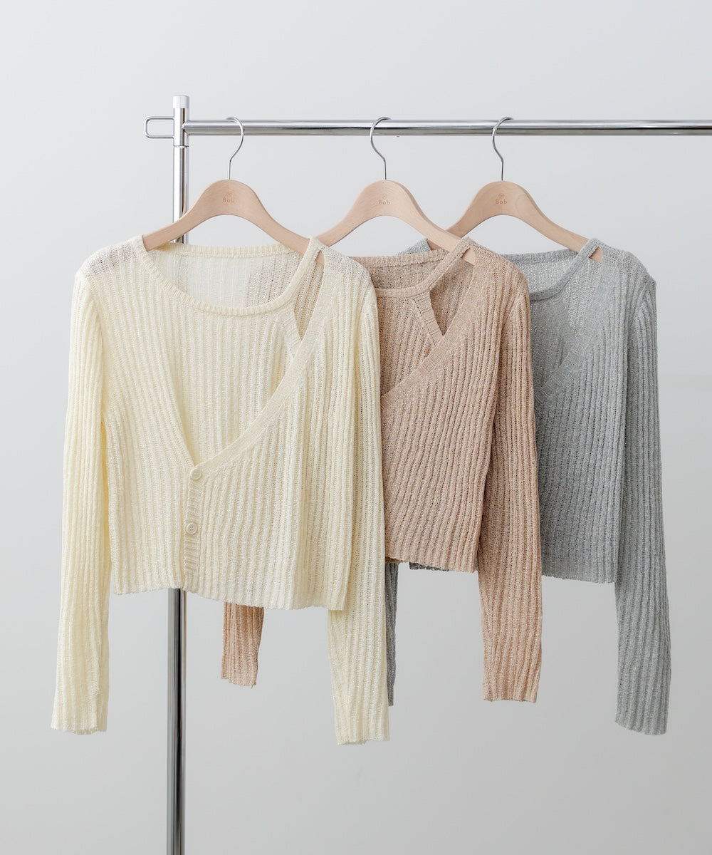 レイヤードデザインニットトップス