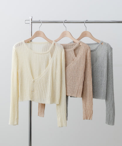 レイヤードデザインニットトップス