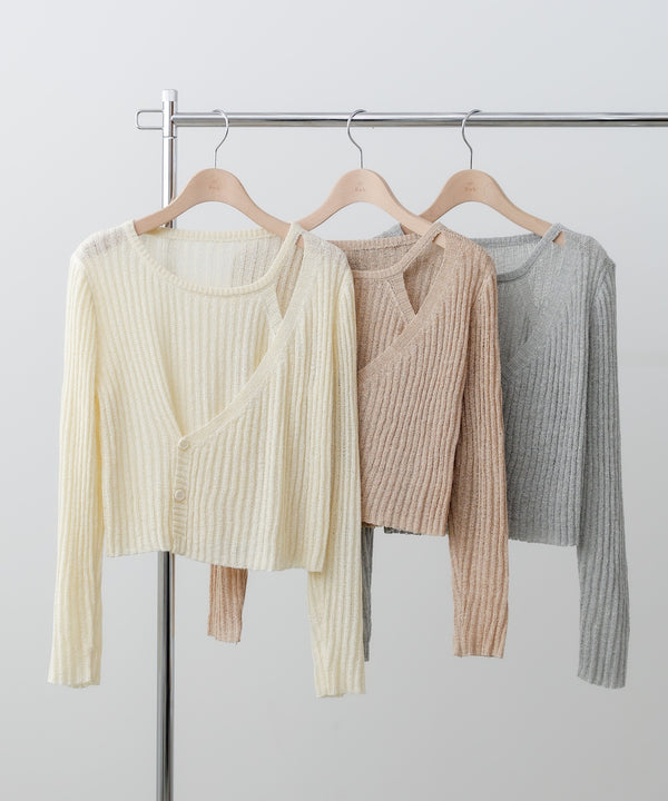 レイヤードデザインニットトップス