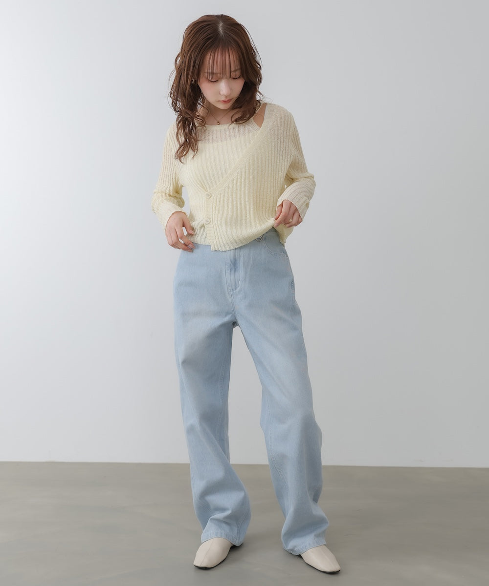 レイヤードデザインニットトップス