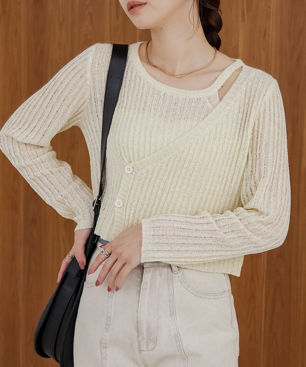 【公式サイト限定価格】layered design knit top