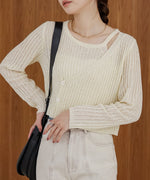 レイヤードデザインニットトップス