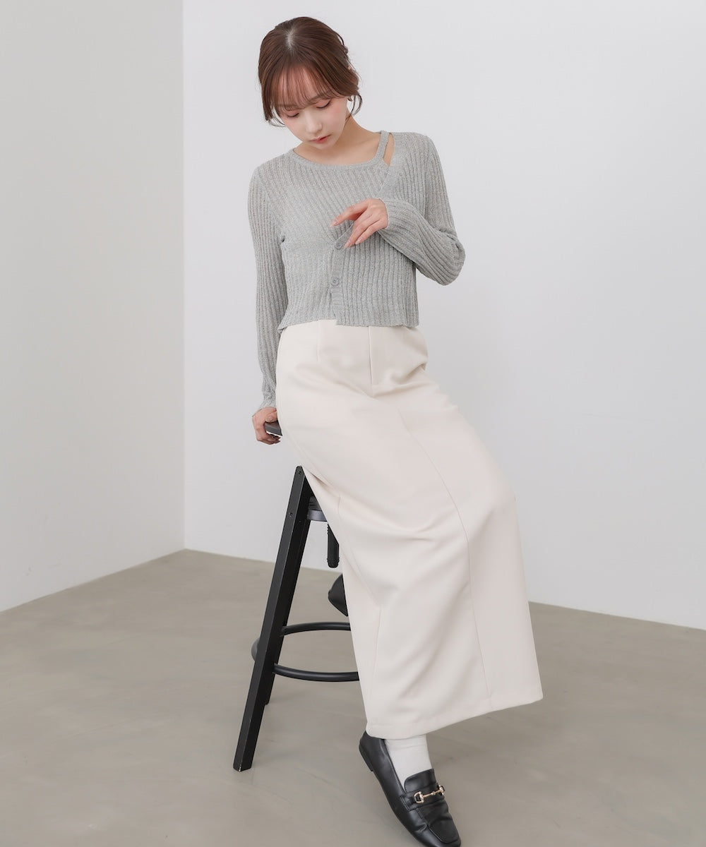 レイヤードデザインニットトップス