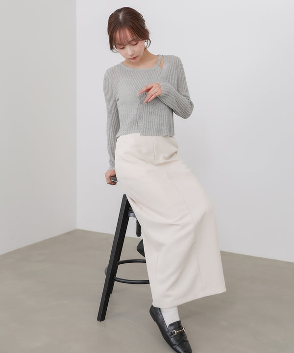 レイヤードデザインニットトップス