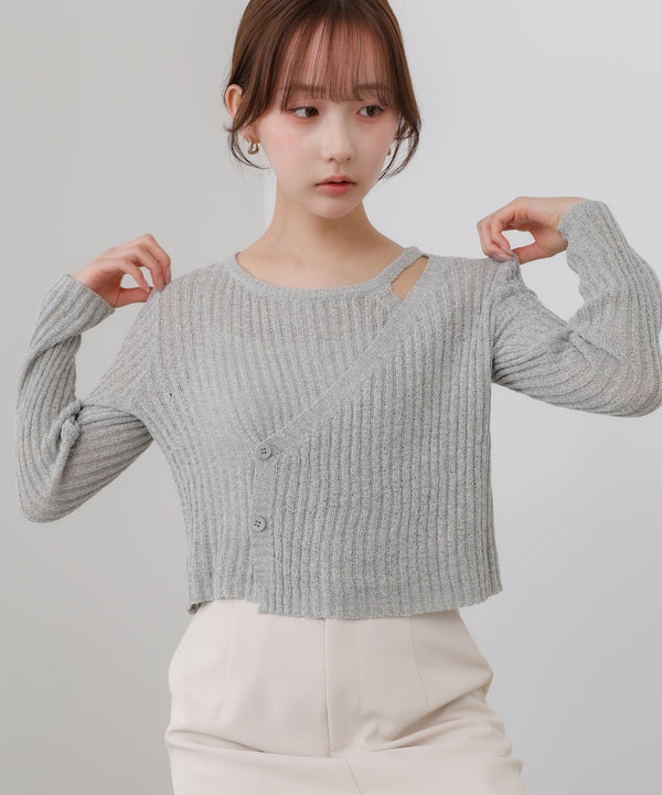 レイヤードデザインニットトップス