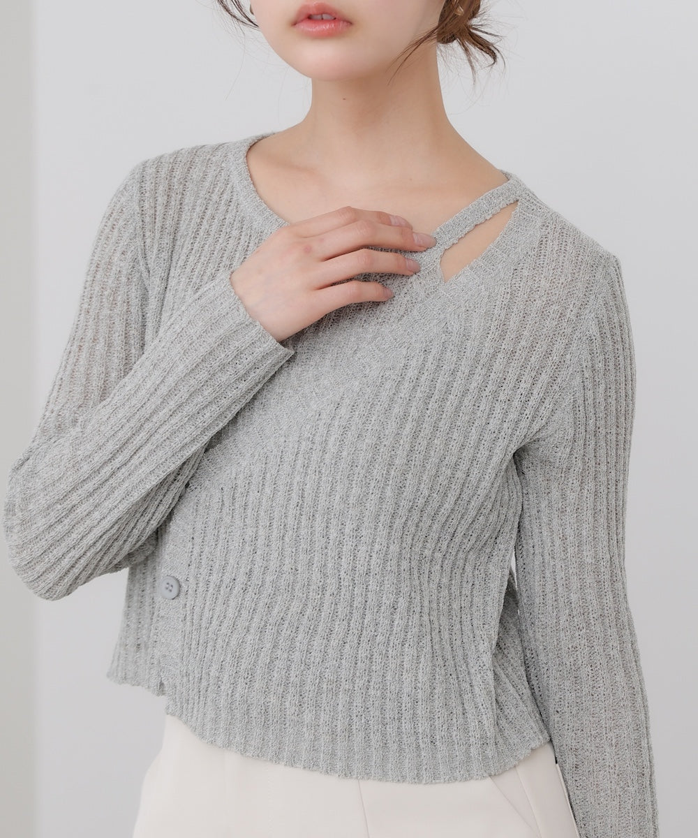 レイヤードデザインニットトップス