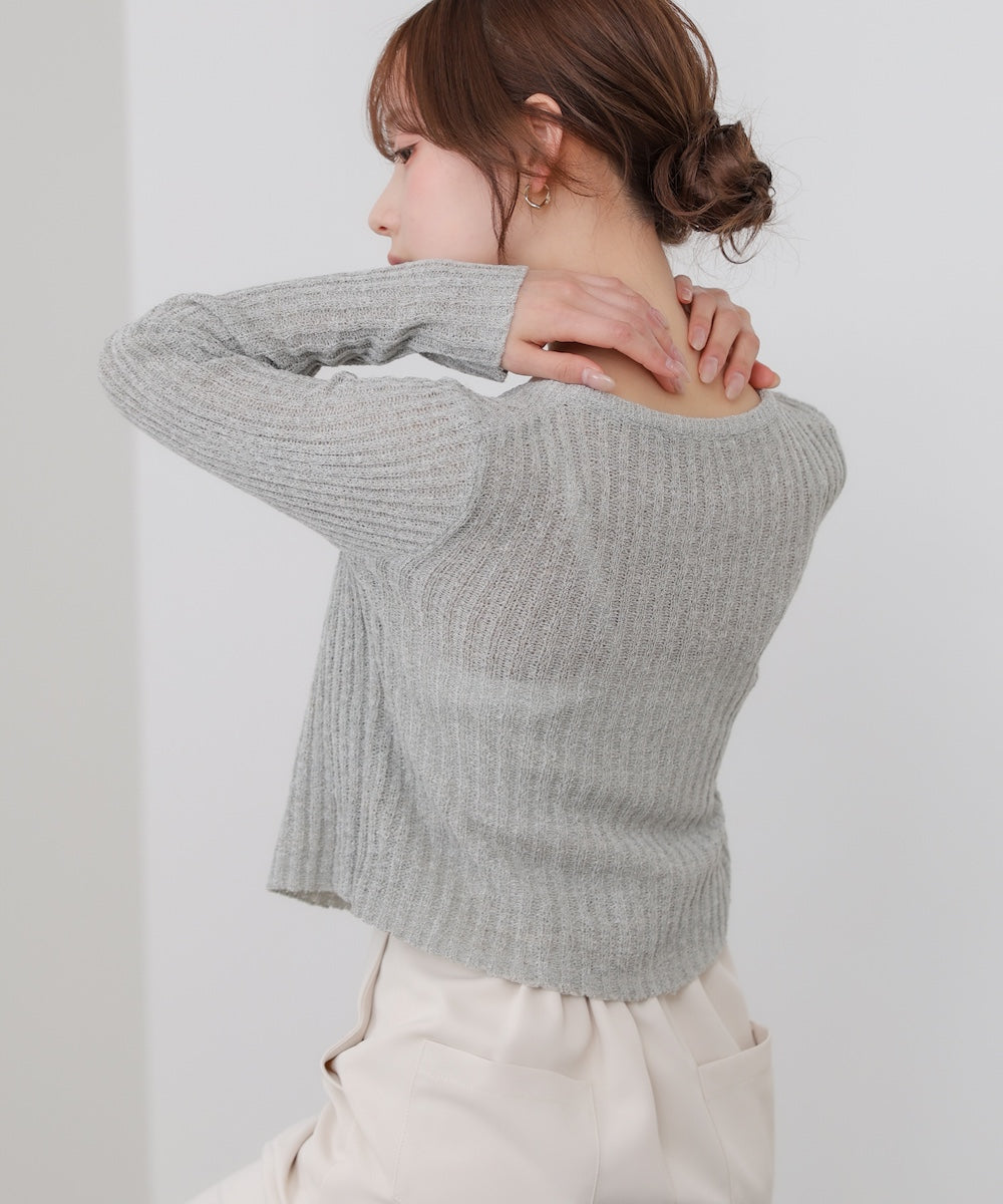 レイヤードデザインニットトップス