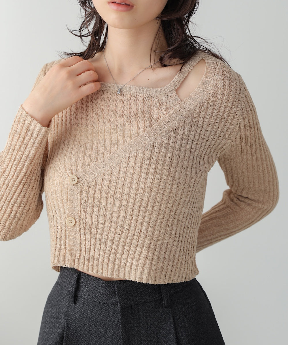 レイヤードデザインニットトップス