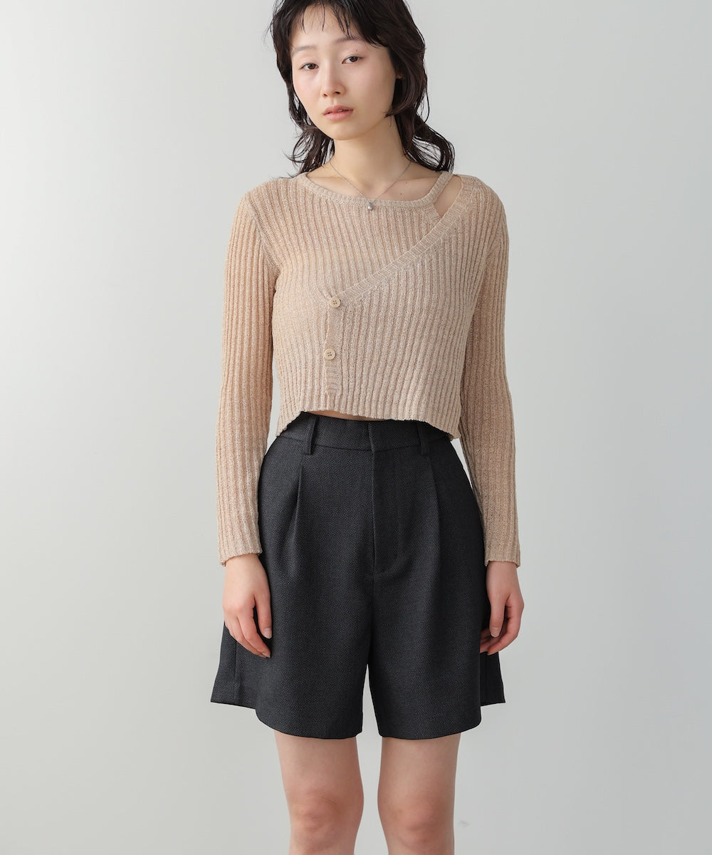 レイヤードデザインニットトップス