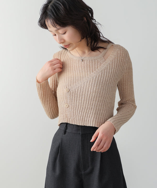 レイヤードデザインニットトップス