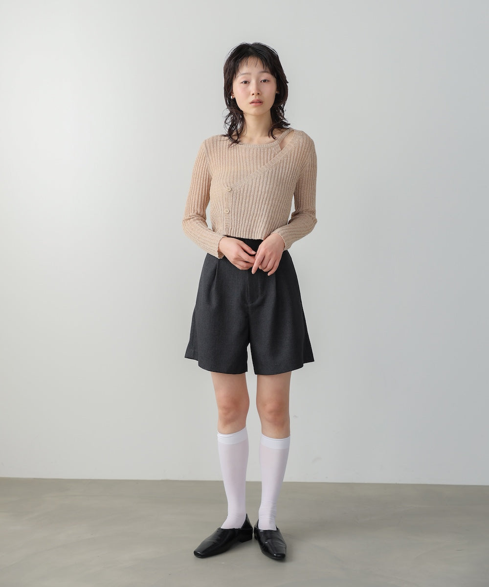 レイヤードデザインニットトップス