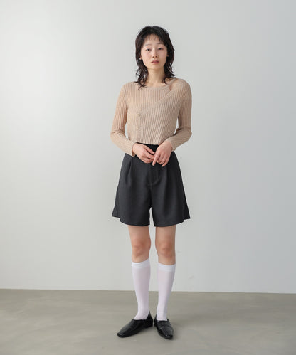 レイヤードデザインニットトップス