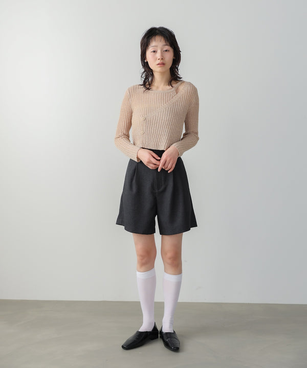 レイヤードデザインニットトップス