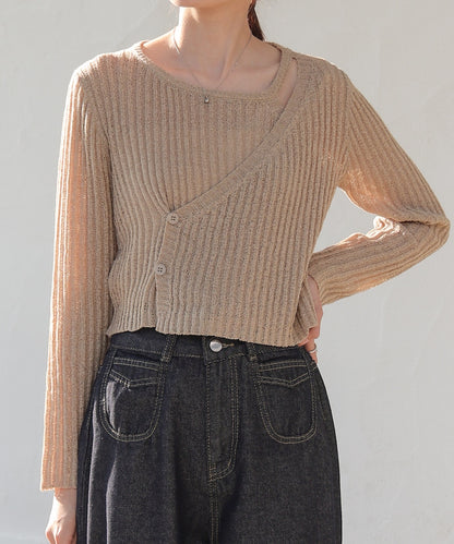 【公式サイト限定価格】layered design knit top