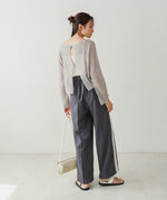 バックデザインメッシュニットトップス