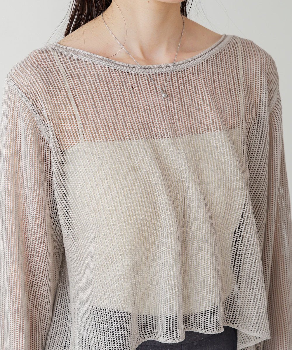 バックデザインメッシュニットトップス