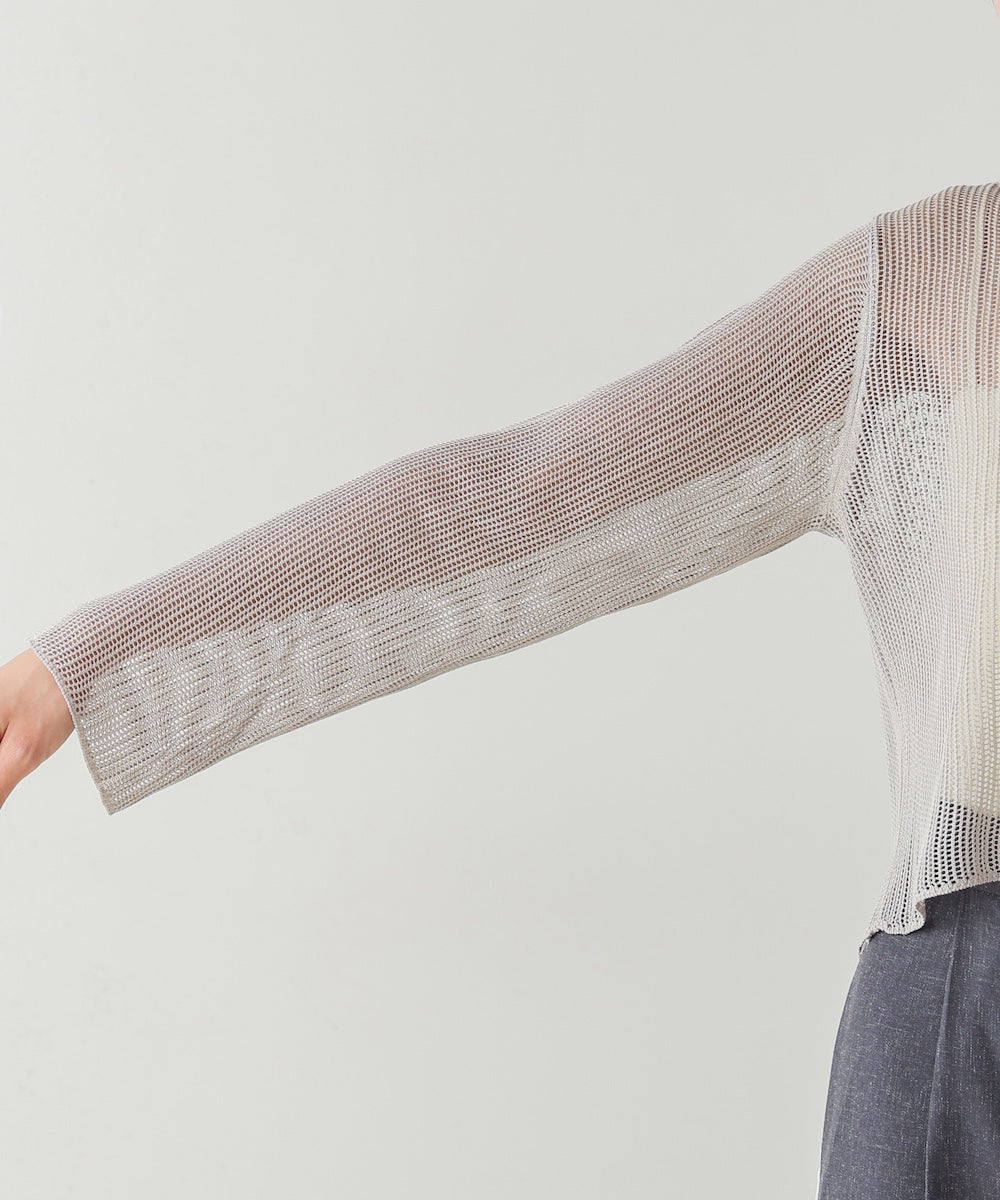 バックデザインメッシュニットトップス