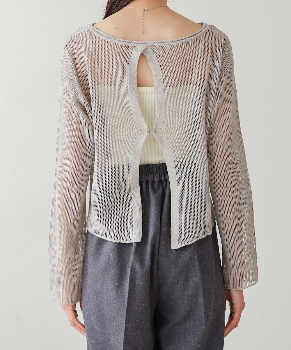 バックデザインメッシュニットトップス