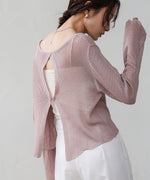 バックデザインメッシュニットトップス