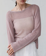 バックデザインメッシュニットトップス