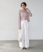 バックデザインメッシュニットトップス