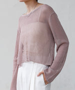 バックデザインメッシュニットトップス