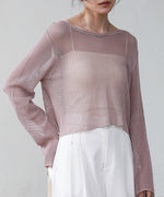 バックデザインメッシュニットトップス