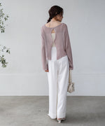 バックデザインメッシュニットトップス