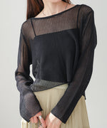 バックデザインメッシュニットトップス