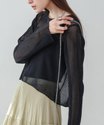 バックデザインメッシュニットトップス