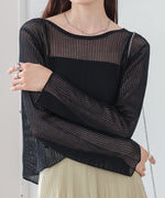 バックデザインメッシュニットトップス