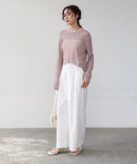 バックデザインメッシュニットトップス