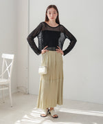 バックデザインメッシュニットトップス