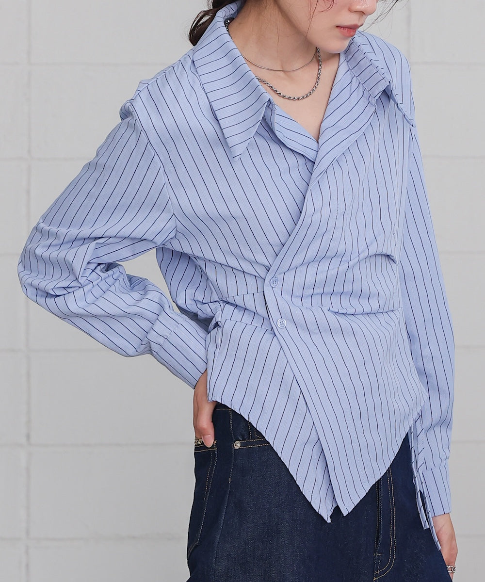 striped asymmetrical design shirt